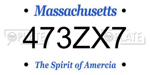 473ZX7 Massachusetts License Plate