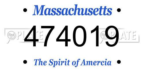 474019 Massachusetts License Plate