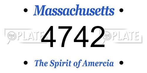 4742 Massachusetts License Plate