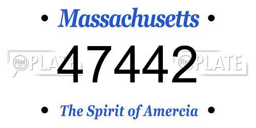 47442 Massachusetts License Plate