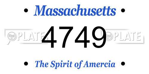4749 Massachusetts License Plate