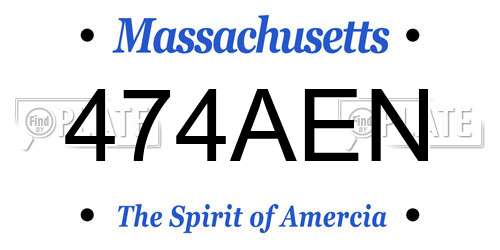 474AEN Massachusetts License Plate