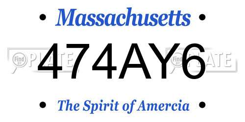 474AY6 Massachusetts License Plate