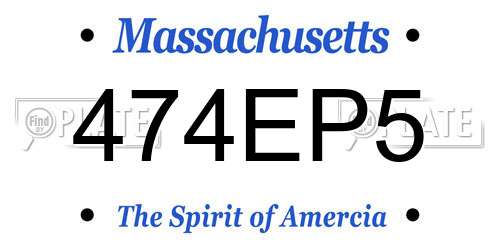 474EP5 Massachusetts License Plate
