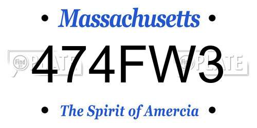 474FW3 Massachusetts License Plate