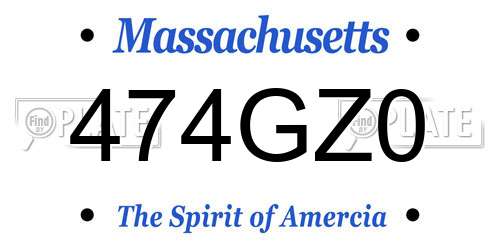 474GZ0 Massachusetts License Plate