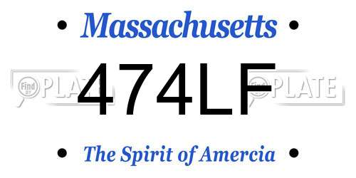 474LF Massachusetts License Plate