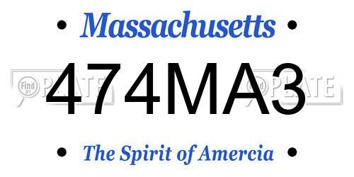 474MA3 Massachusetts License Plate