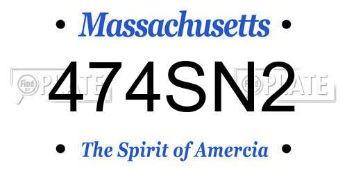 474SN2 Massachusetts License Plate