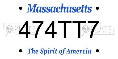 474TT7 Massachusetts License Plate