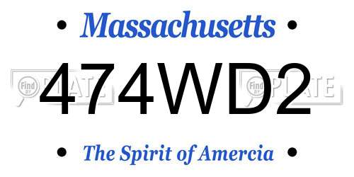 474WD2 Massachusetts License Plate
