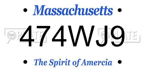 474WJ9 Massachusetts License Plate