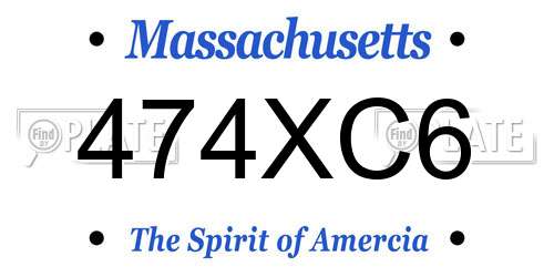 474XC6 Massachusetts License Plate