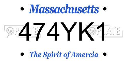 474YK1 Massachusetts License Plate