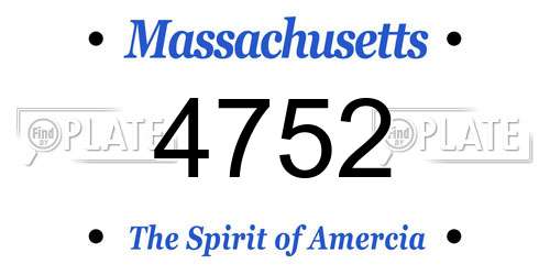 4752 Massachusetts License Plate