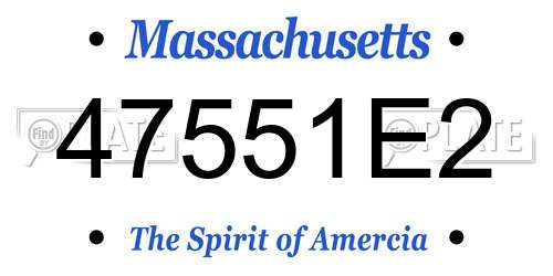 47551E2 Massachusetts License Plate