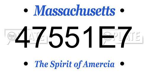 47551E7 Massachusetts License Plate