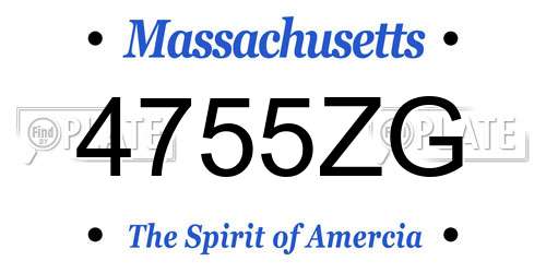 4755ZG Massachusetts License Plate