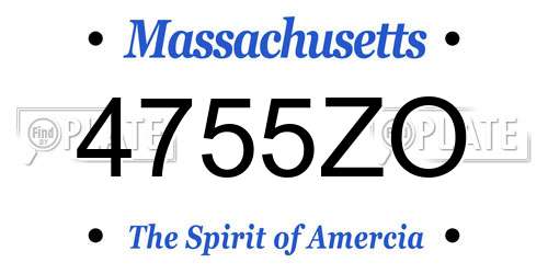 4755ZO Massachusetts License Plate