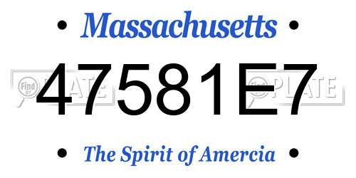 47581E7 Massachusetts License Plate