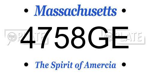 4758GE Massachusetts License Plate