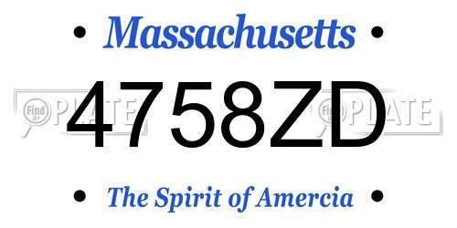 4758ZD Massachusetts License Plate