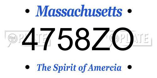 4758ZO Massachusetts License Plate