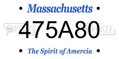 475A80 Massachusetts License Plate