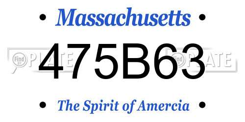 475B63 Massachusetts License Plate