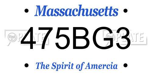 475BG3 Massachusetts License Plate