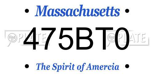 475BT0 Massachusetts License Plate