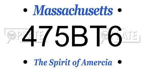 475BT6 Massachusetts License Plate