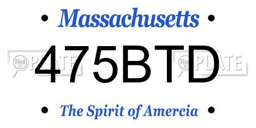475BTD Massachusetts License Plate