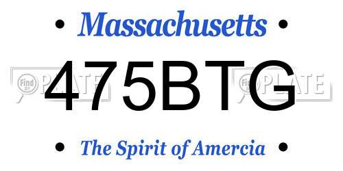475BTG Massachusetts License Plate