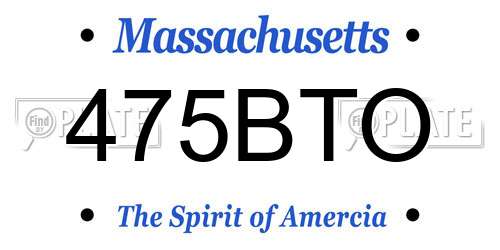 475BTO Massachusetts License Plate