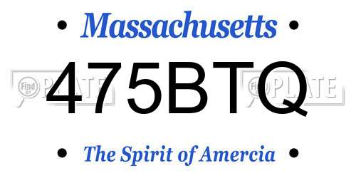 475BTQ Massachusetts License Plate