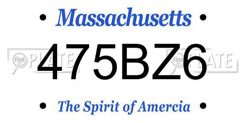 475BZ6 Massachusetts License Plate
