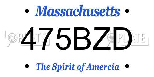 475BZD Massachusetts License Plate