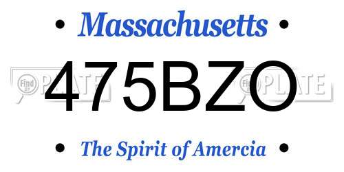 475BZO Massachusetts License Plate