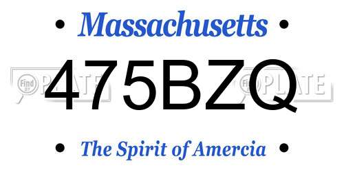475BZQ Massachusetts License Plate