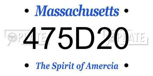 475D20 Massachusetts License Plate
