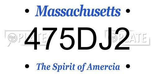 475DJ2 Massachusetts License Plate