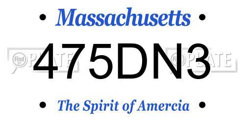 475DN3 Massachusetts License Plate
