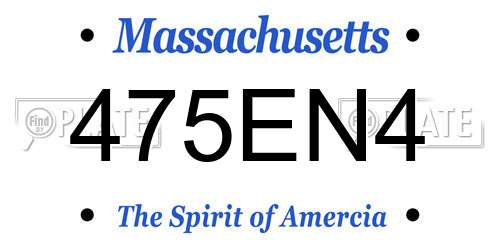 475EN4 Massachusetts License Plate