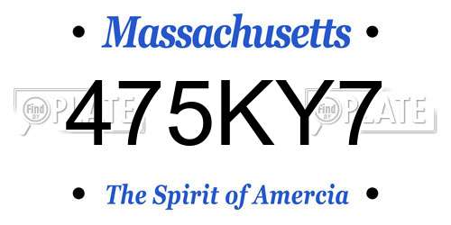 475KY7 Massachusetts License Plate