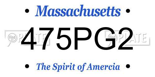 475PG2 Massachusetts License Plate