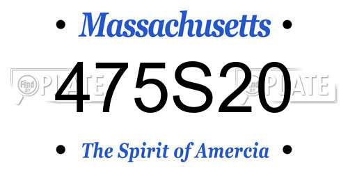 475S20 Massachusetts License Plate