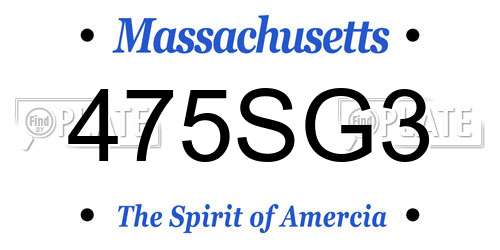 475SG3 Massachusetts License Plate