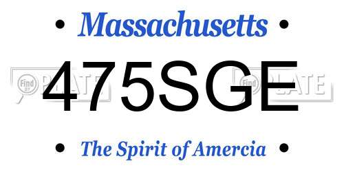 475SGE Massachusetts License Plate