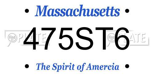475ST6 Massachusetts License Plate